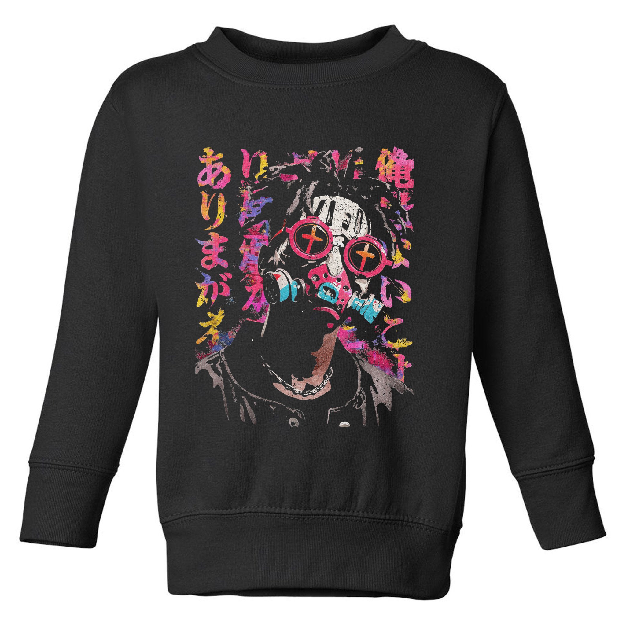 Afro Streetwear Black Otaku Techwear Manga Anime Toddler Sweatshirt