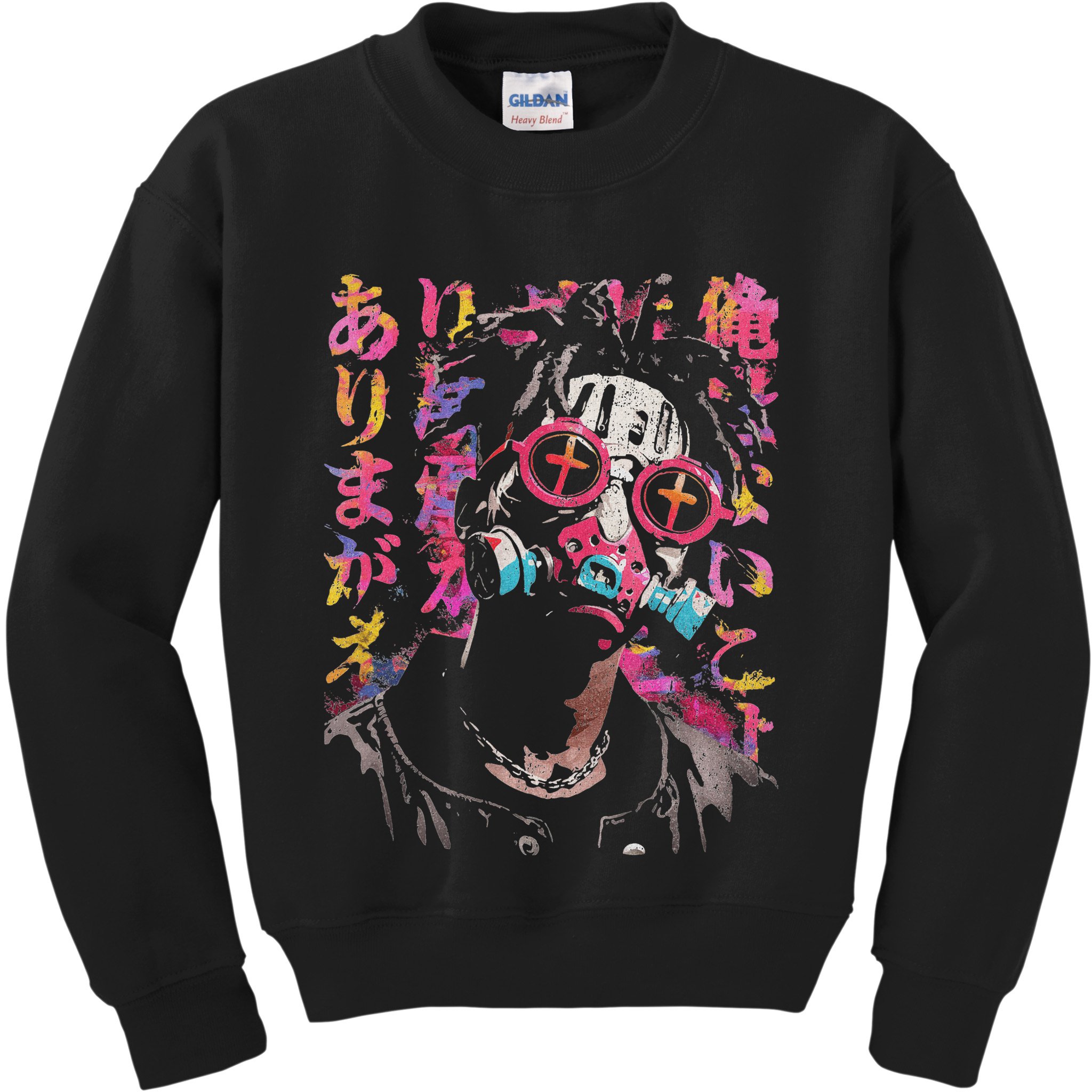 Afro Streetwear Black Otaku Techwear Manga Anime Kids Sweatshirt