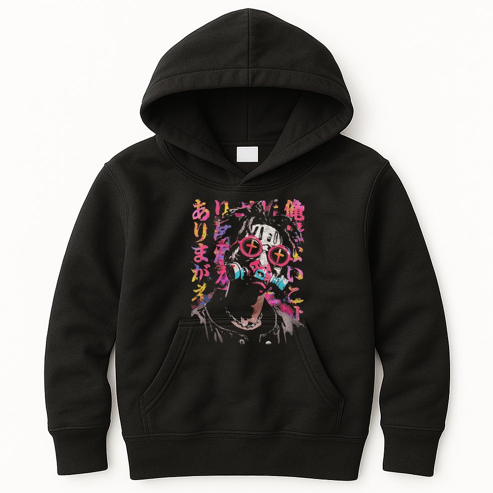 Afro Streetwear Black Otaku Techwear Manga Anime Kids Hoodie