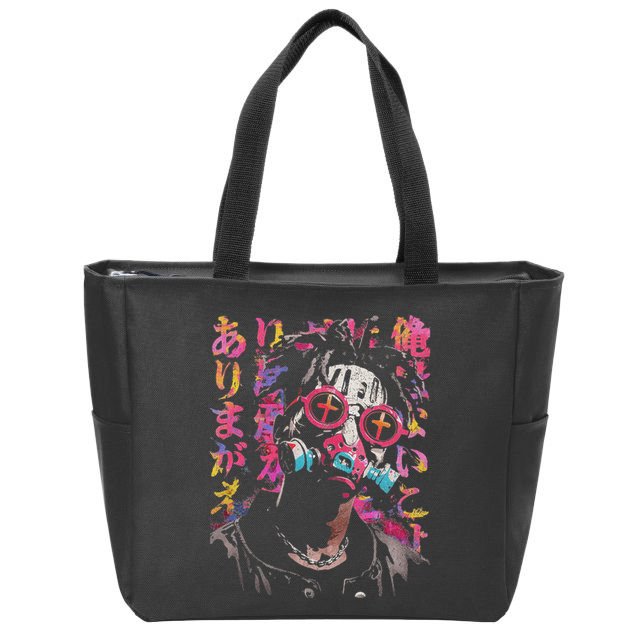 Afro Streetwear Black Otaku Techwear Manga Anime Zip Tote Bag