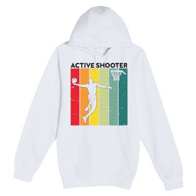 Active Shooter Basketball Player Retro Vintage Sunset Style Premium Pullover Hoodie