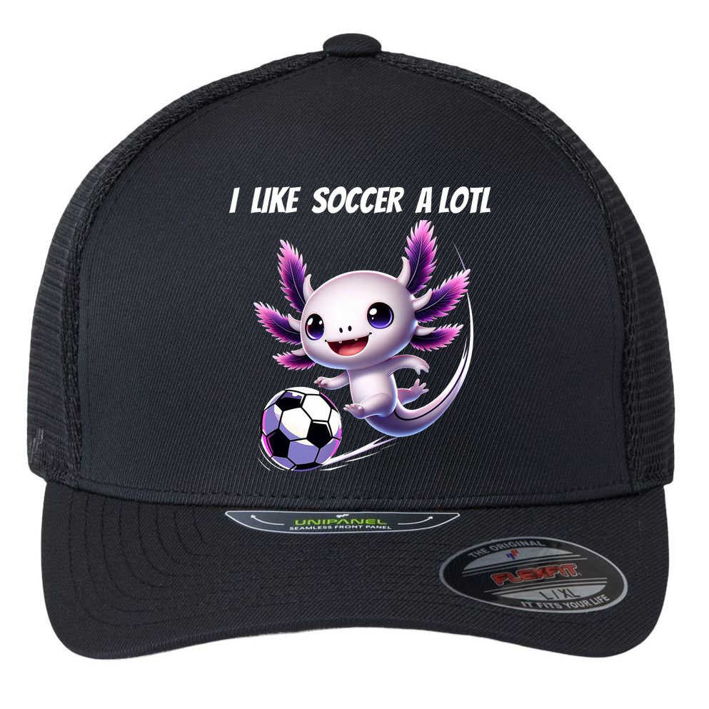 Axolotl Soccer Birthday Soccer Player Flexfit Unipanel Trucker Cap