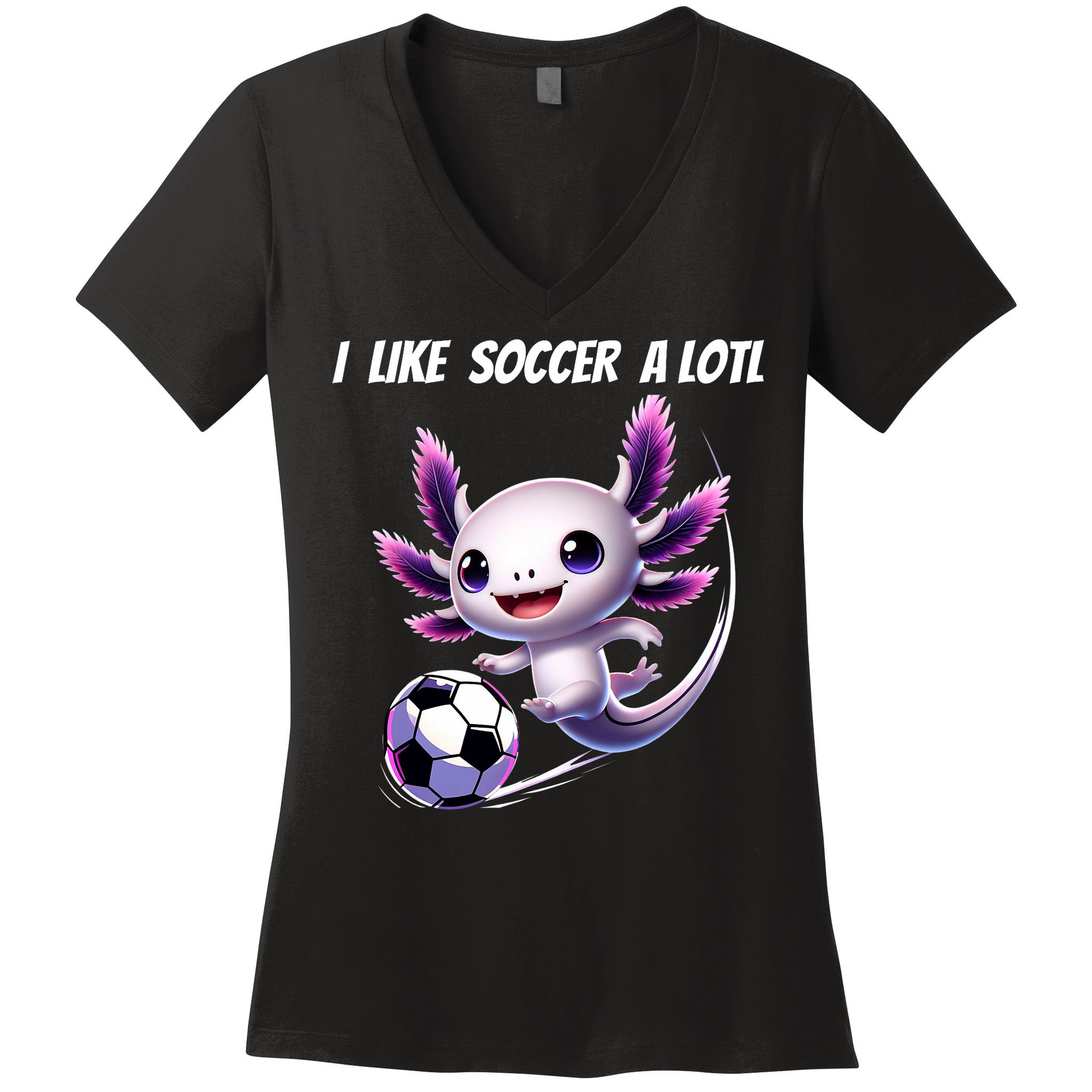 Axolotl Soccer Birthday Soccer Player Women's V-Neck T-Shirt