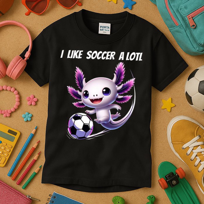 Axolotl Soccer Birthday Soccer Player Kids T-Shirt