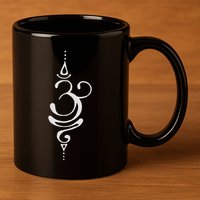 Ancient Sanskrit Breathe Om Yoga Meditation Symbol 11oz C Handle Ceramic Mug