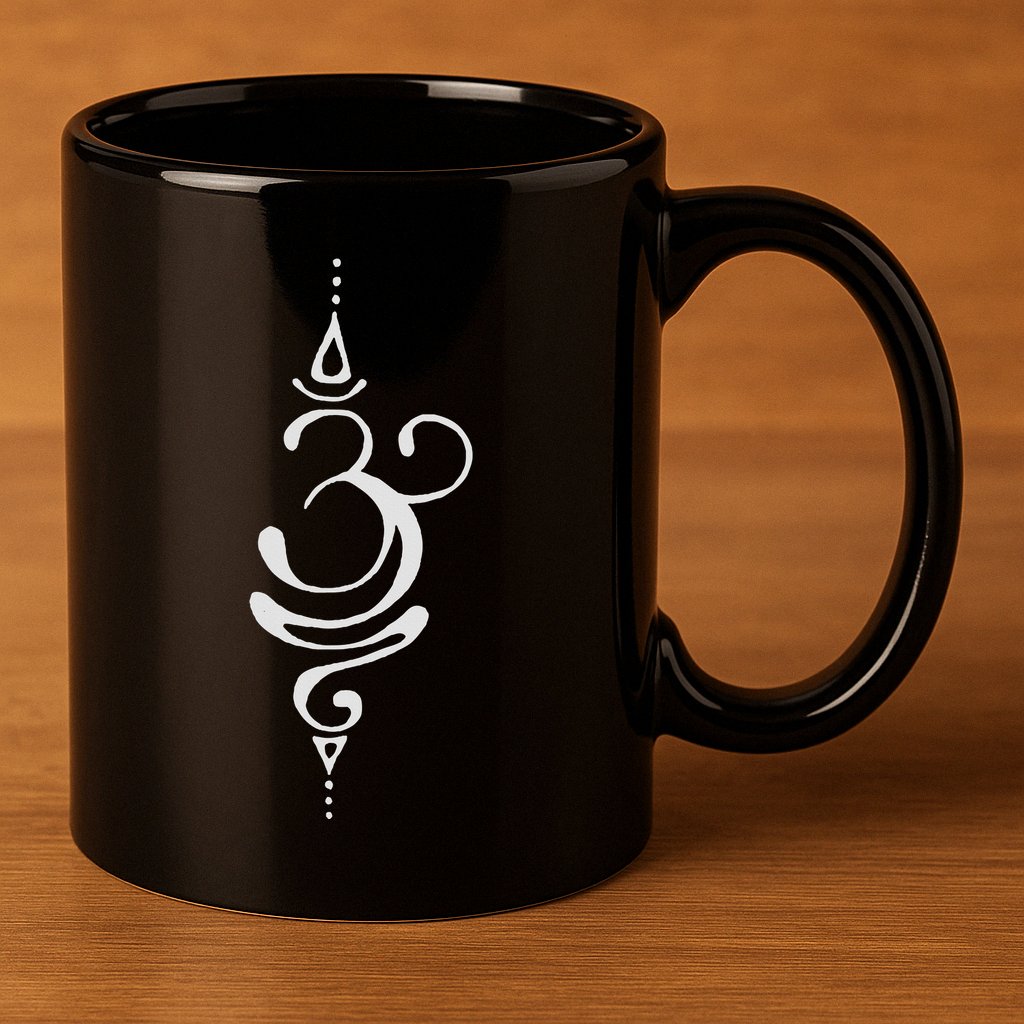 Ancient Sanskrit Breathe Om Yoga Meditation Symbol 11oz C Handle Ceramic Mug