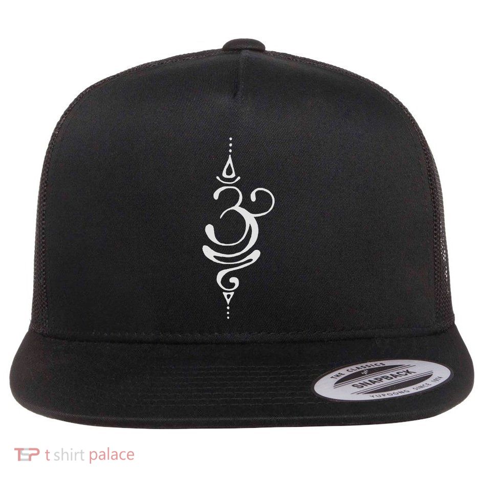 Ancient Sanskrit Breathe Om Yoga Meditation Symbol Flatbill Hat