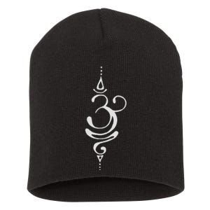 Ancient Sanskrit Breathe Om Yoga Meditation Symbol Short Acrylic Beanie