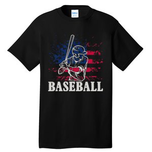 American Sport Baseball Player US Flag Batter Baseball Tall T-Shirt