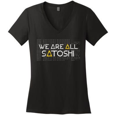 All Satoshi Bitcoin Btc Blockchain Cryptocurrency Women's V-Neck T-Shirt