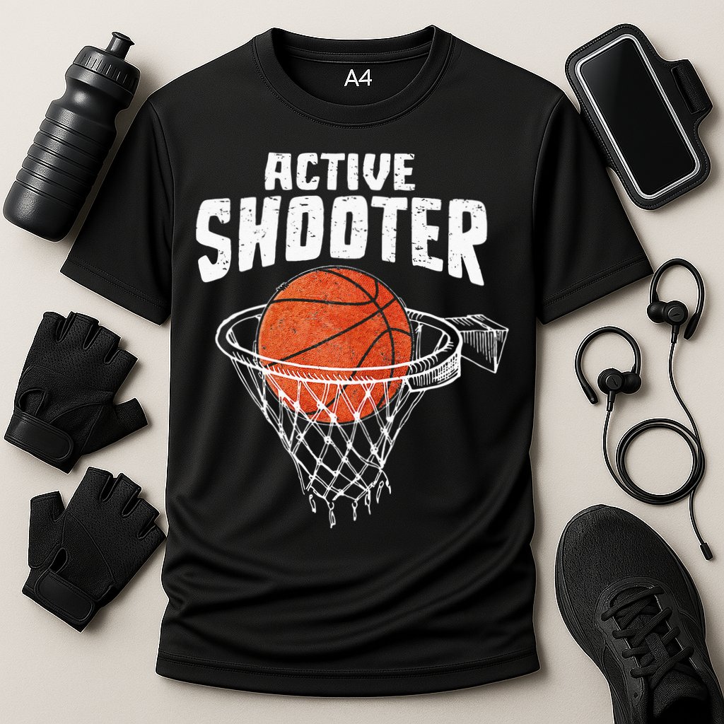 Active Shooter Basketball Lovers Men Women Basketball Player Cooling Performance Crew T-Shirt