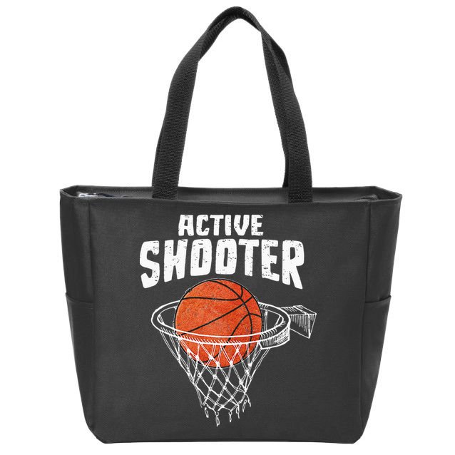 Active Shooter Basketball Lovers Men Women Basketball Player Zip Tote Bag