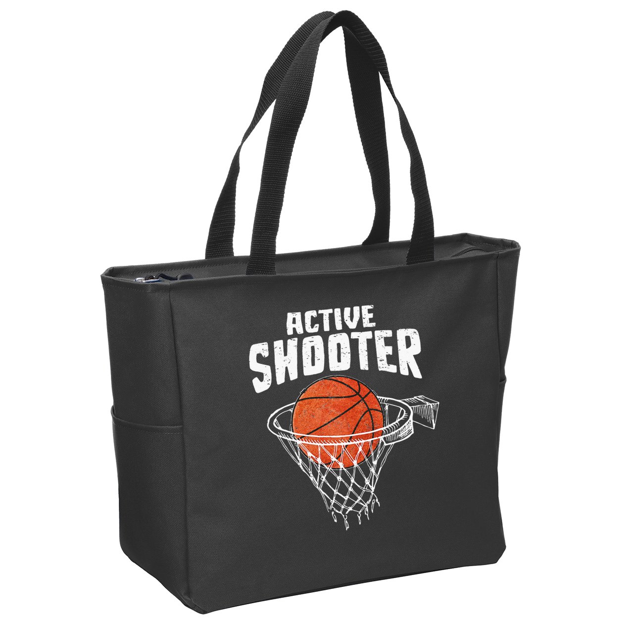Active Shooter Basketball Lovers Men Women Basketball Player Zip Tote Bag