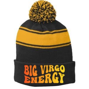 August September Birthday Big Energy Virgo Stripe Pom Pom Beanie