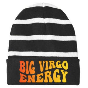 August September Birthday Big Energy Virgo Striped Beanie with Solid Band