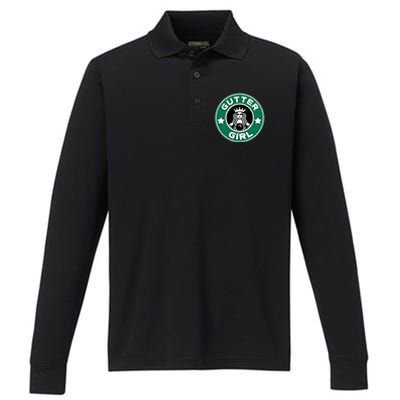 And S Bowling Funny Gutter Graphic Funny Gift Performance Long Sleeve Polo