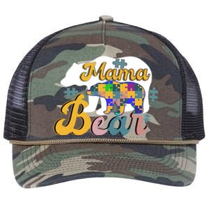 Autism Superpower Bear Mama Autism Awareness Day Gift Retro Rope Trucker Hat Cap