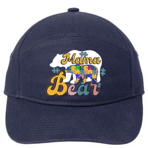 Autism Superpower Bear Mama Autism Awareness Day Gift 7-Panel Snapback Hat