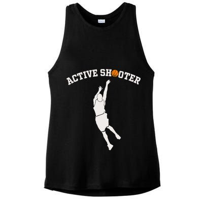Active Shooter Basketball Lovers funny player Ladies PosiCharge Tri-Blend Wicking Tank