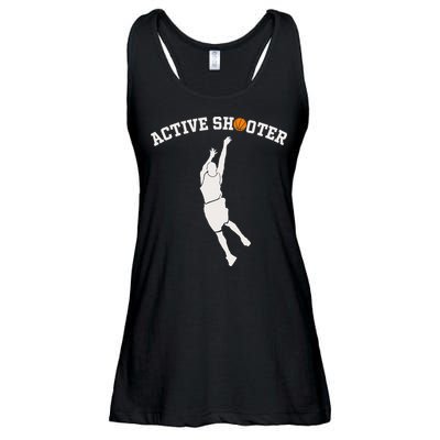 Active Shooter Basketball Lovers funny player Ladies Essential Flowy Tank