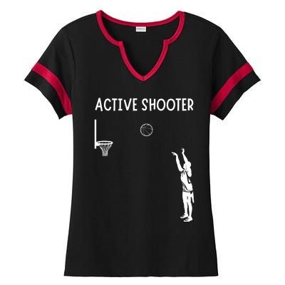 Active Shooter Basketball Lovers Ladies Halftime Notch Neck Tee