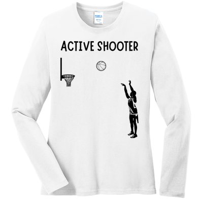 Active Shooter Basketball Lovers Ladies Long Sleeve Shirt