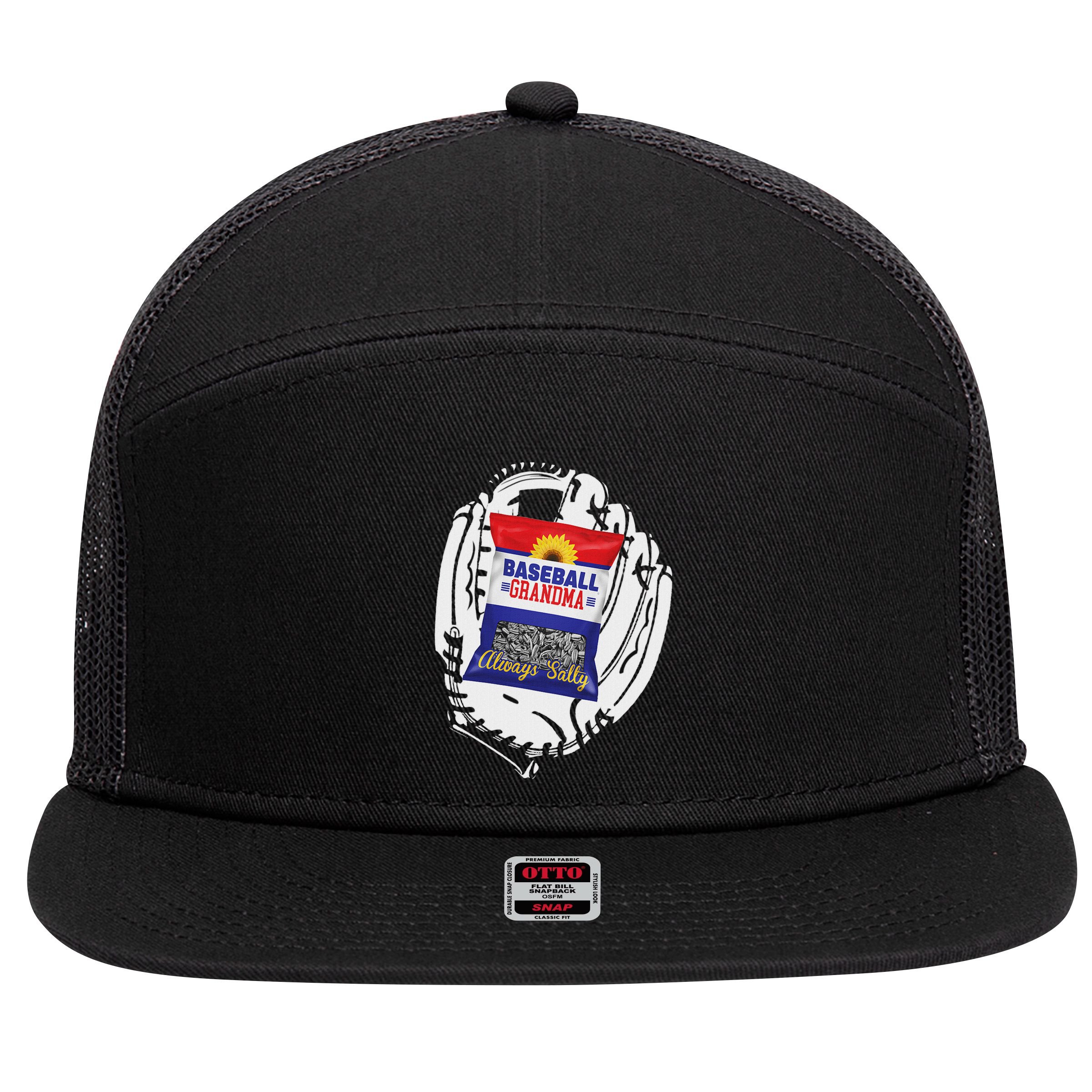 Always Salty Baseball Grandma With Sunflower Seeds 7 Panel Mesh Trucker Snapback Hat