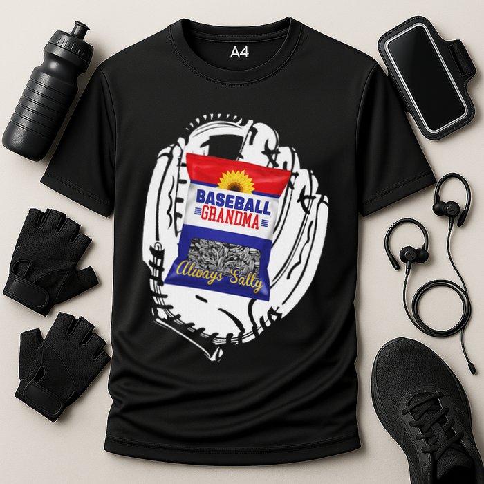 Always Salty Baseball Grandma With Sunflower Seeds Cooling Performance Crew T-Shirt