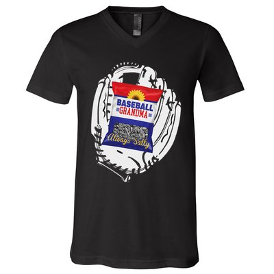 Always Salty Baseball Grandma With Sunflower Seeds V-Neck T-Shirt