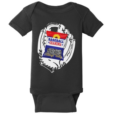 Always Salty Baseball Grandma With Sunflower Seeds Baby Bodysuit
