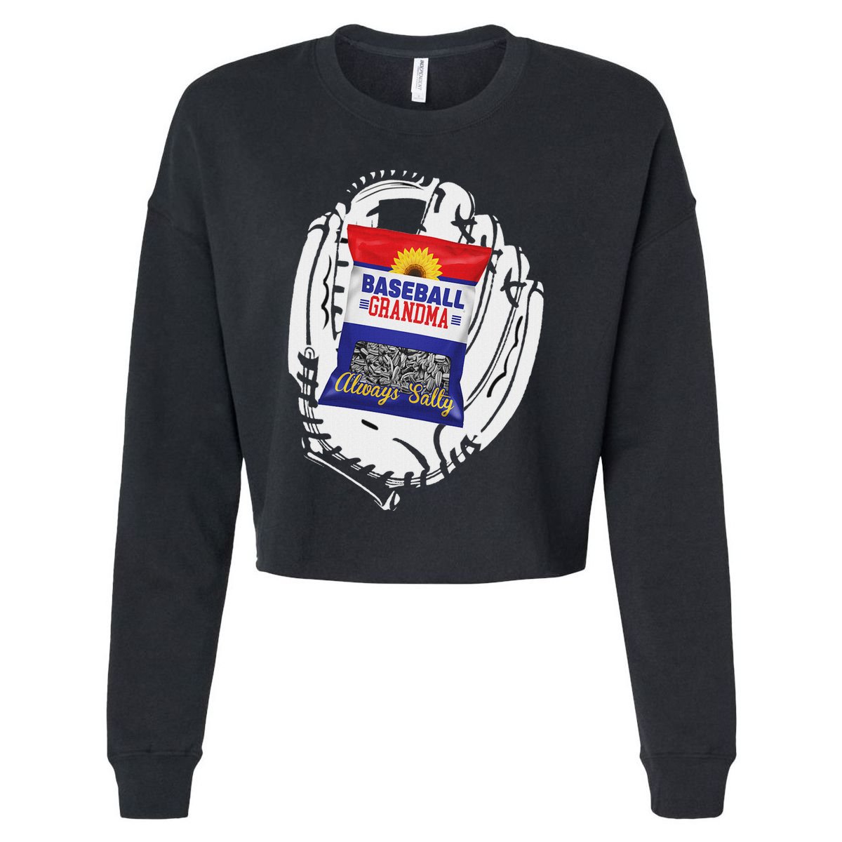 Always Salty Baseball Grandma With Sunflower Seeds Cropped Pullover Crew