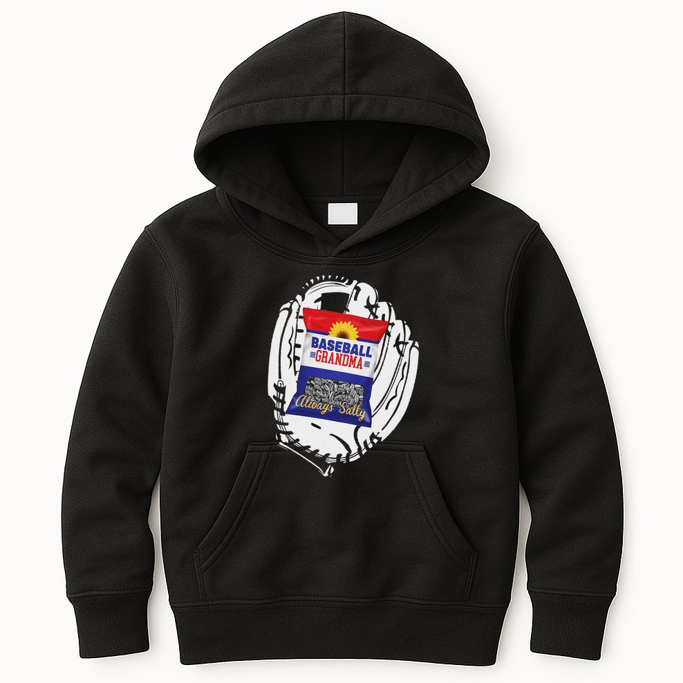 Always Salty Baseball Grandma With Sunflower Seeds Kids Hoodie