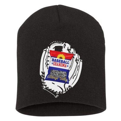 Always Salty Baseball Grandma With Sunflower Seeds Short Acrylic Beanie