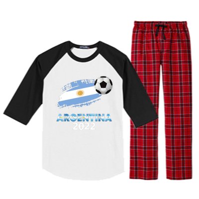 Argentina Soccer Ball Flag Jersey Argentinian Football Raglan Sleeve Pajama Set