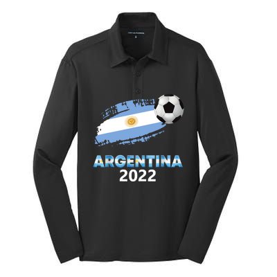 Argentina Soccer Ball Flag Jersey Argentinian Football Silk Touch Performance Long Sleeve Polo