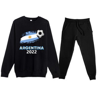 Argentina Soccer Ball Flag Jersey Argentinian Football Premium Crewneck Sweatsuit Set