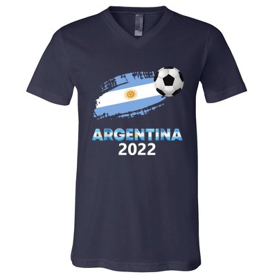 Argentina Soccer Ball Flag Jersey Argentinian Football V-Neck T-Shirt