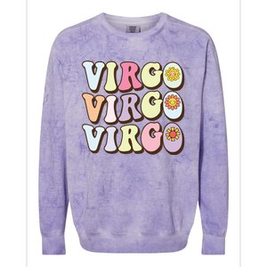 August September Birthday Groovy Astrology Zodiac Sign Virgo Colorblast Crewneck Sweatshirt