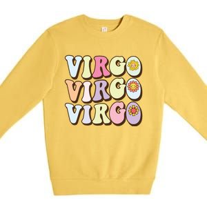 August September Birthday Groovy Astrology Zodiac Sign Virgo Premium Crewneck Sweatshirt