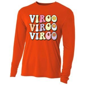 August September Birthday Groovy Astrology Zodiac Sign Virgo Cooling Performance Long Sleeve Crew