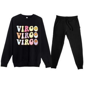 August September Birthday Groovy Astrology Zodiac Sign Virgo Premium Crewneck Sweatsuit Set