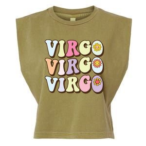 August September Birthday Groovy Astrology Zodiac Sign Virgo Garment-Dyed Women's Muscle Tee