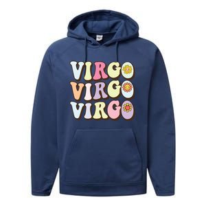 August September Birthday Groovy Astrology Zodiac Sign Virgo Performance Fleece Hoodie