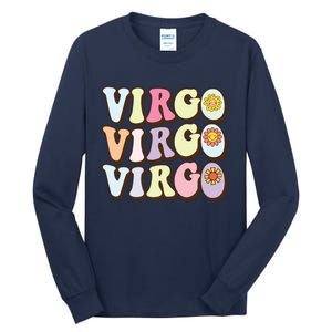 August September Birthday Groovy Astrology Zodiac Sign Virgo Tall Long Sleeve T-Shirt