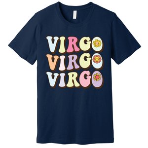 August September Birthday Groovy Astrology Zodiac Sign Virgo Premium T-Shirt