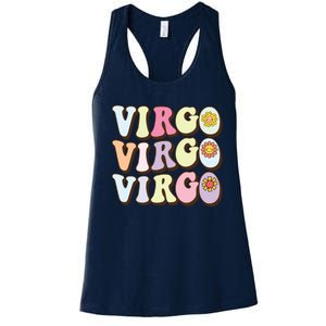 August September Birthday Groovy Astrology Zodiac Sign Virgo Women's Racerback Tank