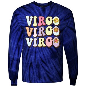 August September Birthday Groovy Astrology Zodiac Sign Virgo Tie-Dye Long Sleeve Shirt