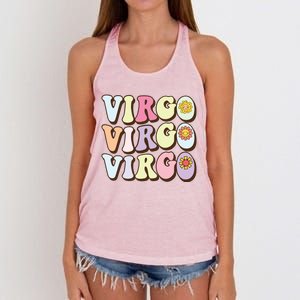 August September Birthday Groovy Astrology Zodiac Sign Virgo Women's Knotted Racerback Tank