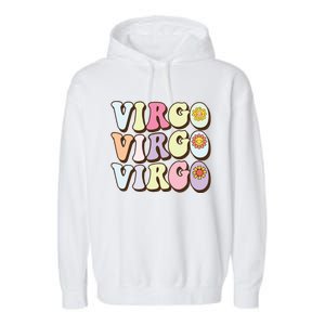 August September Birthday Groovy Astrology Zodiac Sign Virgo Garment-Dyed Fleece Hoodie