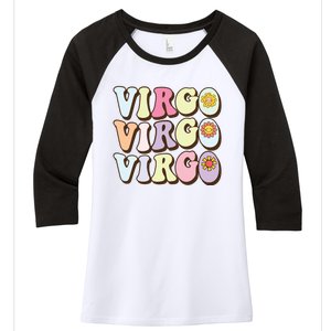 August September Birthday Groovy Astrology Zodiac Sign Virgo Women's Tri-Blend 3/4-Sleeve Raglan Shirt